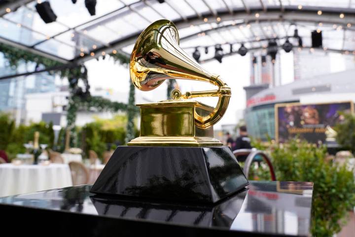 A decorative grammy is seen before the start of the 63rd annual Grammy Awards at the Los Angele ...