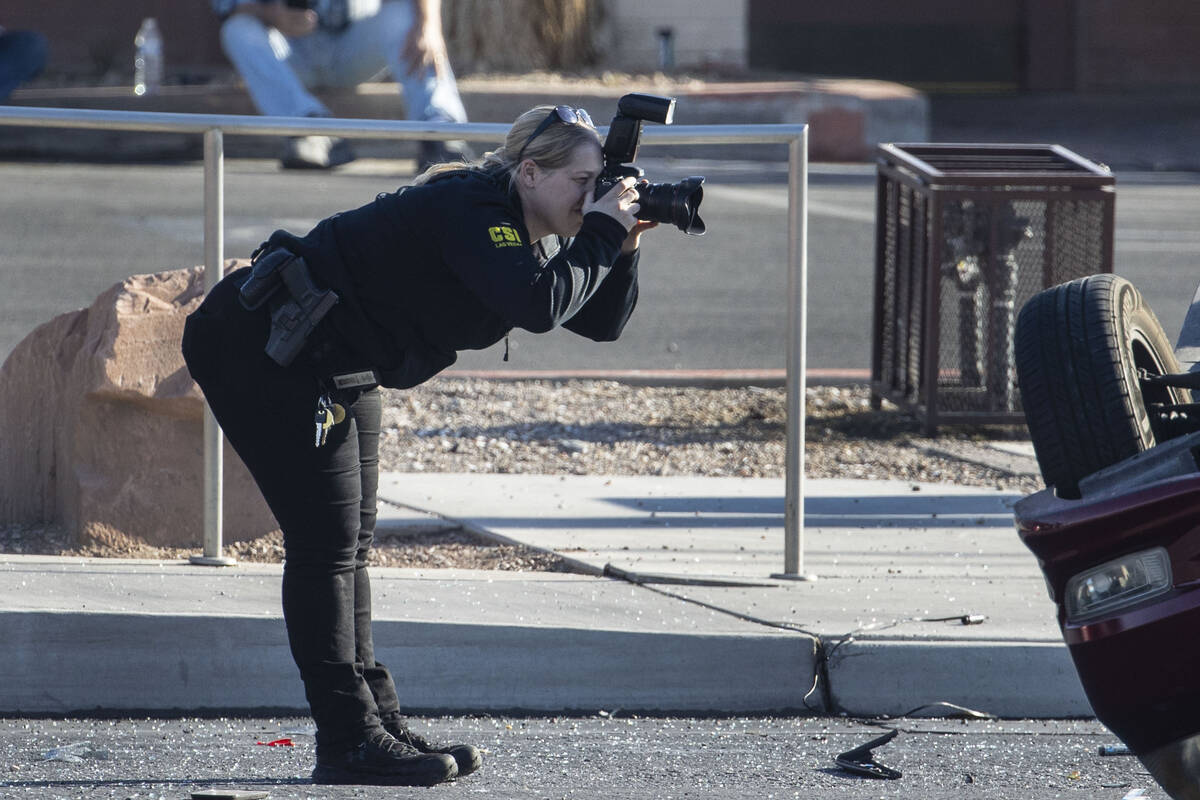 Las Vegas police are investigating after a woman was killed in a crash at the intersection of L ...