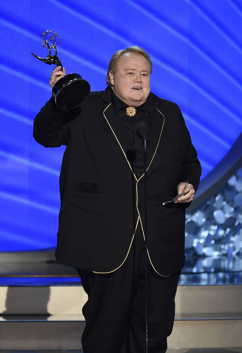 Louie Anderson accepts the award for outstanding supporting actor in a comedy series for “Bas ...