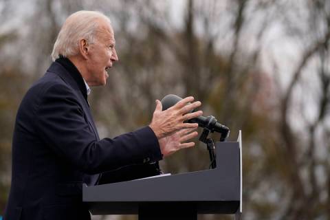 President-elect Joe Biden speaks at a drive-in rally for Georgia Democratic candidates for U.S. ...