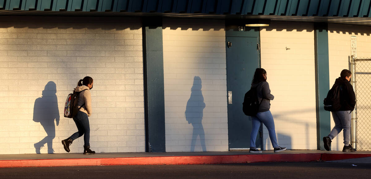 Students return to classes at Orr Middle School in Las Vegas Wednesday, Jan. 19, 2022, after a ...