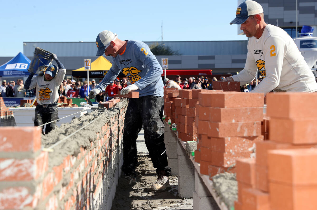 Cole Stamper of Lexington, Ky., left, and his tender Jeff Becker of Mason Structure compete in ...