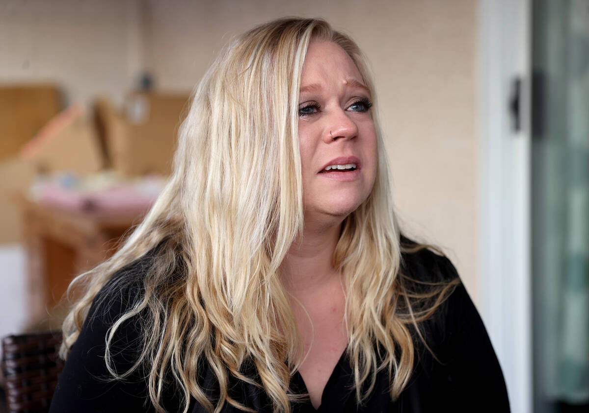Amanda Brooks talks about her boyfriend, Curtis Abraham, was killed in a random shooting at Las ...