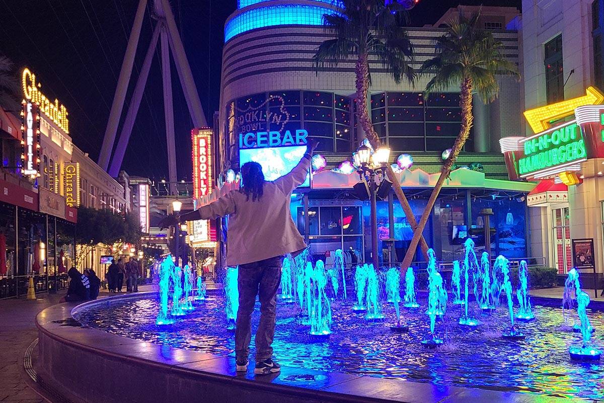 Filmmaker Curtis Abraham does a dance on the The Linq Promenade to celebrate his relationship w ...
