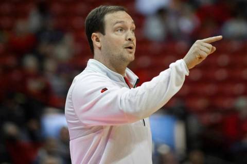 UNLV basketball coach Kevin Kruger is shown Wednesday, Dec. 15, 2021, at the Thomas & Mack Cent ...