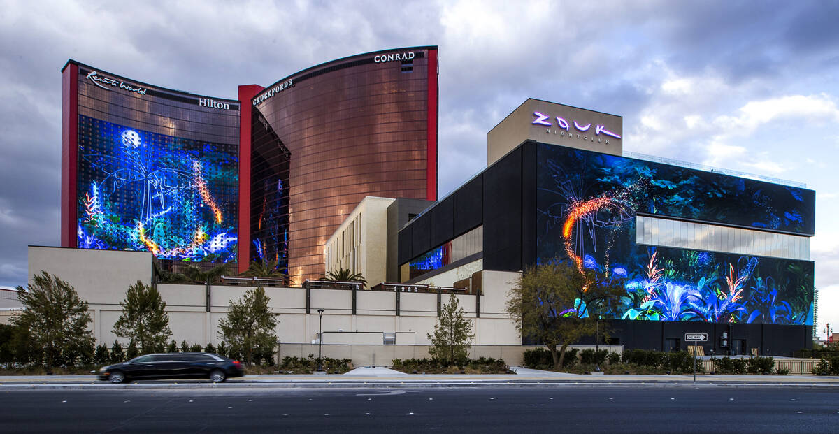 Glow presented by Resorts World Las Vegas takes to the side of the AYU Dayclub and Zouk Nightcl ...