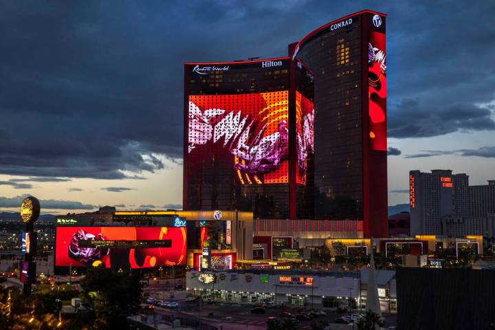 Glow presented by Resorts World Las Vegas takes to the larger tower as well as the sides of the ...