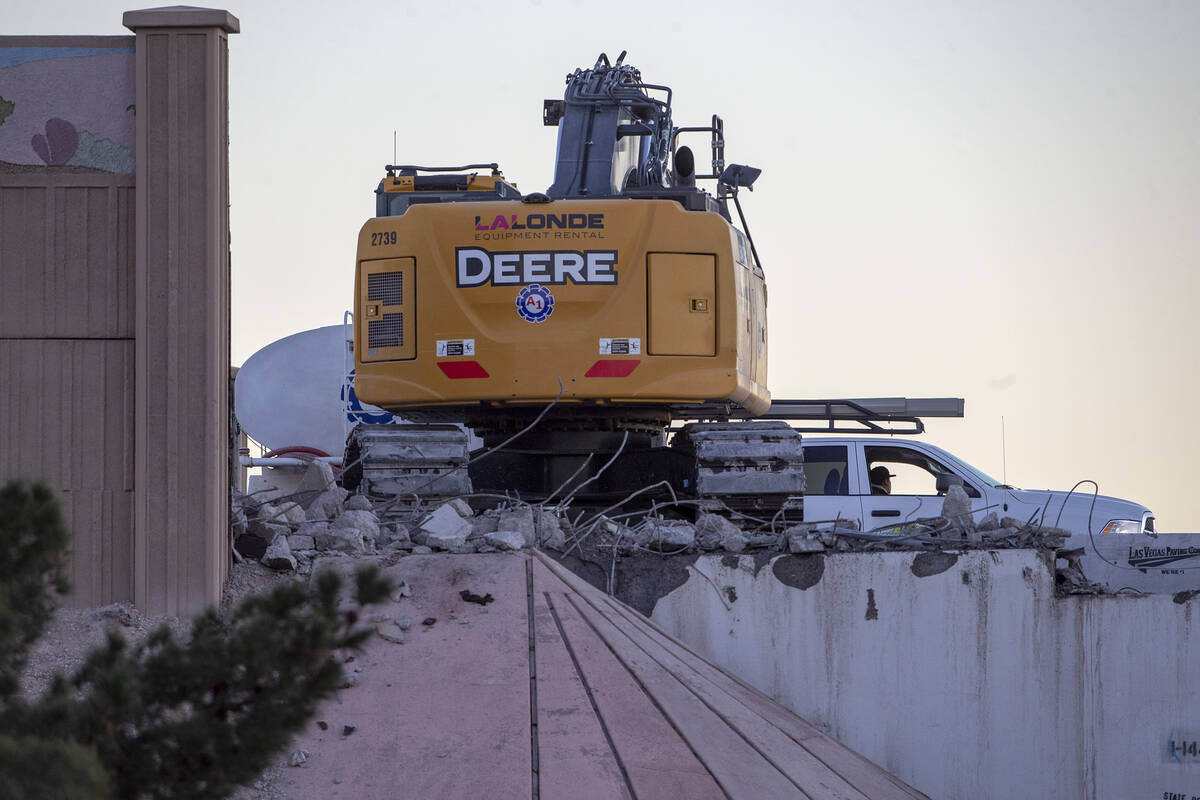 A motorist traveling north on U.S. 95 passes the portion of a bridge over North Eastern Avenue ...