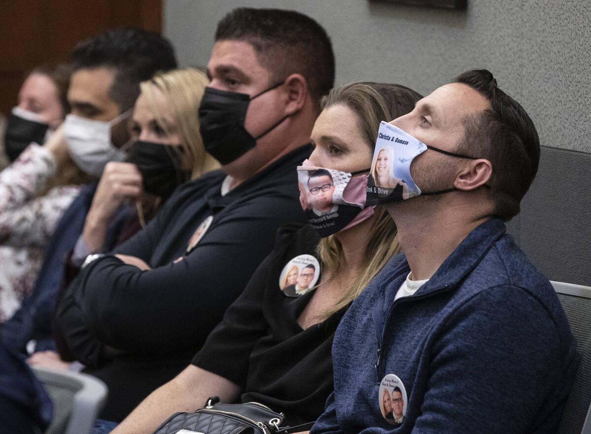 Relatives of DUI crash victims attend the resentencing of Henry Aparicio at the Regional Justic ...