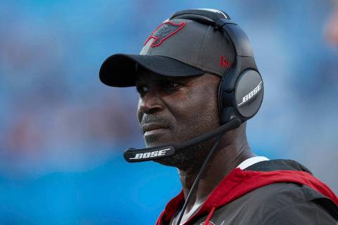 Tampa Bay Buccaneers defensive coordinator Todd Bowles watches from the sideline during an NFL ...