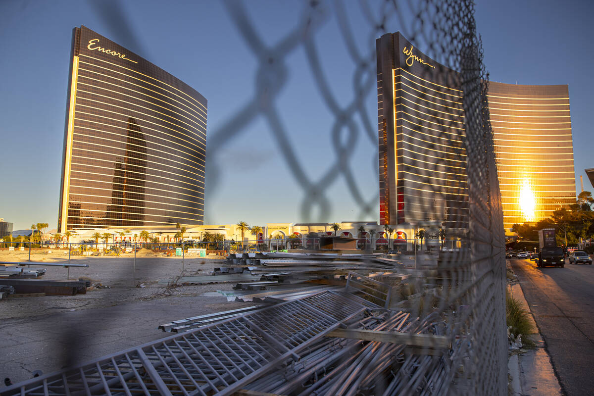 Wynn Las Vegas and Encore are seen north of Fashion Show Drive with land owned by Wynn Resorts ...