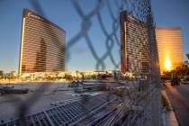 Wynn Las Vegas and Encore are seen north of Fashion Show Drive with land owned by Wynn Resorts ...