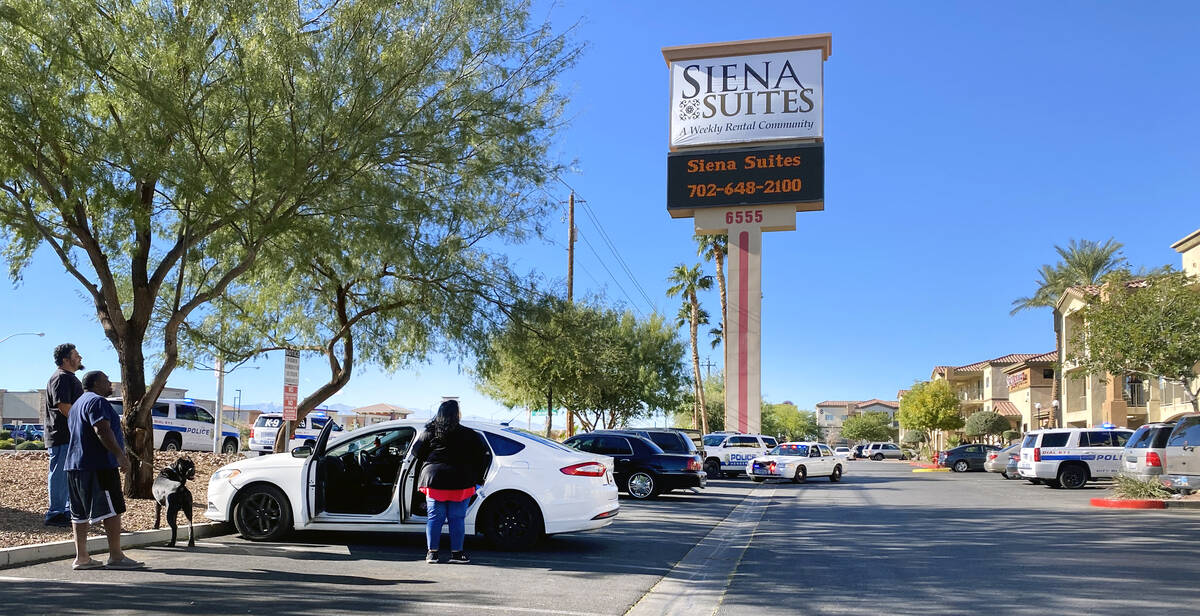 Henderson Police make an arrest at the Siena Suites extended-stay motel on Boulder Highway in L ...