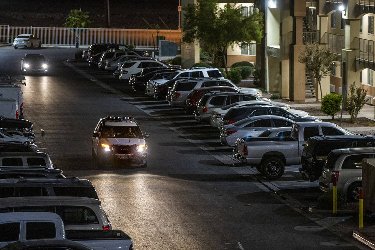 A Metro vehicle cruises about one of the many complexes at the Siena Suites where Metro service ...