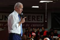 Joe Biden speaks during a town hall event. (Bizuayehu Tesfaye/Las Vegas Review-Journal) @bizute ...