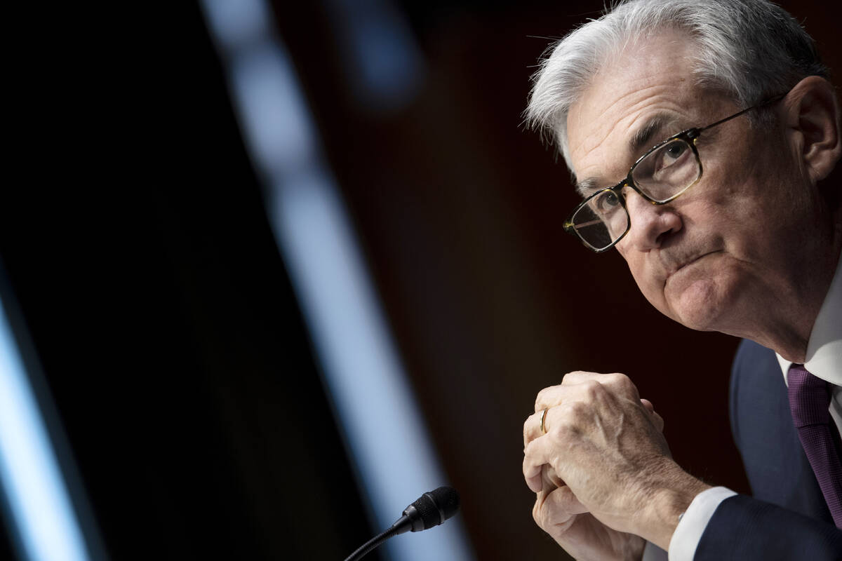 Federal Reserve Board Chairman Jerome Powell listens during his re-nominations hearing before t ...