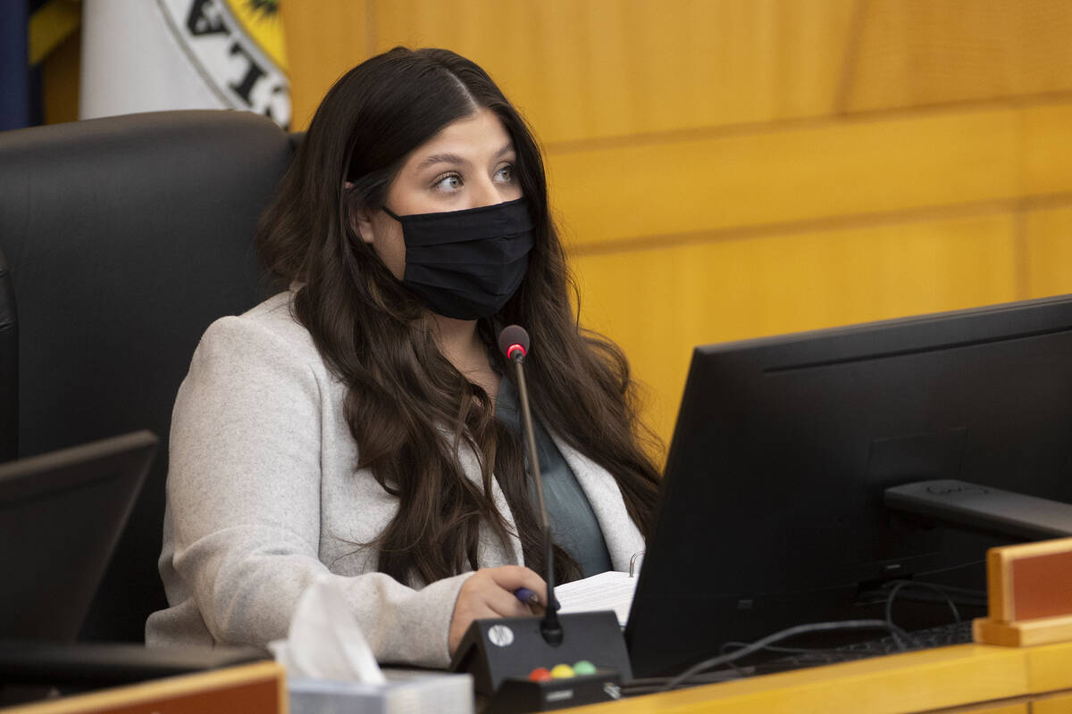 Committee member Karessa Royce participates during a 1 October Memorial Committee meeting at th ...