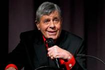 FILE - In this Dec. 7, 2011 file photo released by Starz shows comedian Jerry Lewis speaking at ...