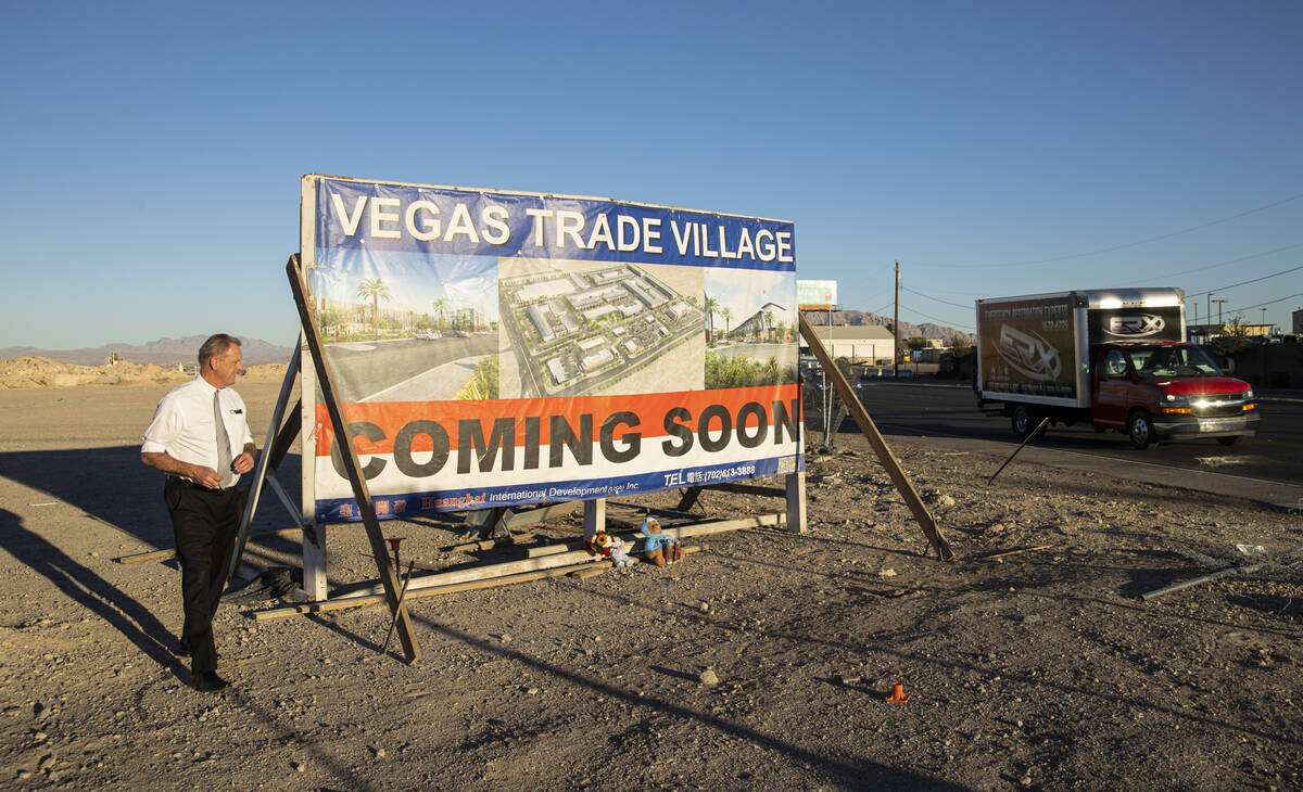 North Las Vegas Mayor John Lee visits the scene of “a mass casualty traffic collision&qu ...