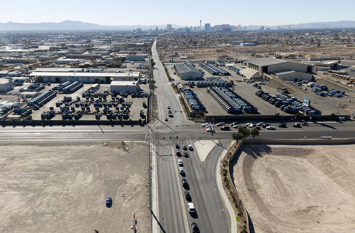 An aerial view of the intersection of West Cheyenne Avenue and Commerce Street in North Las Veg ...