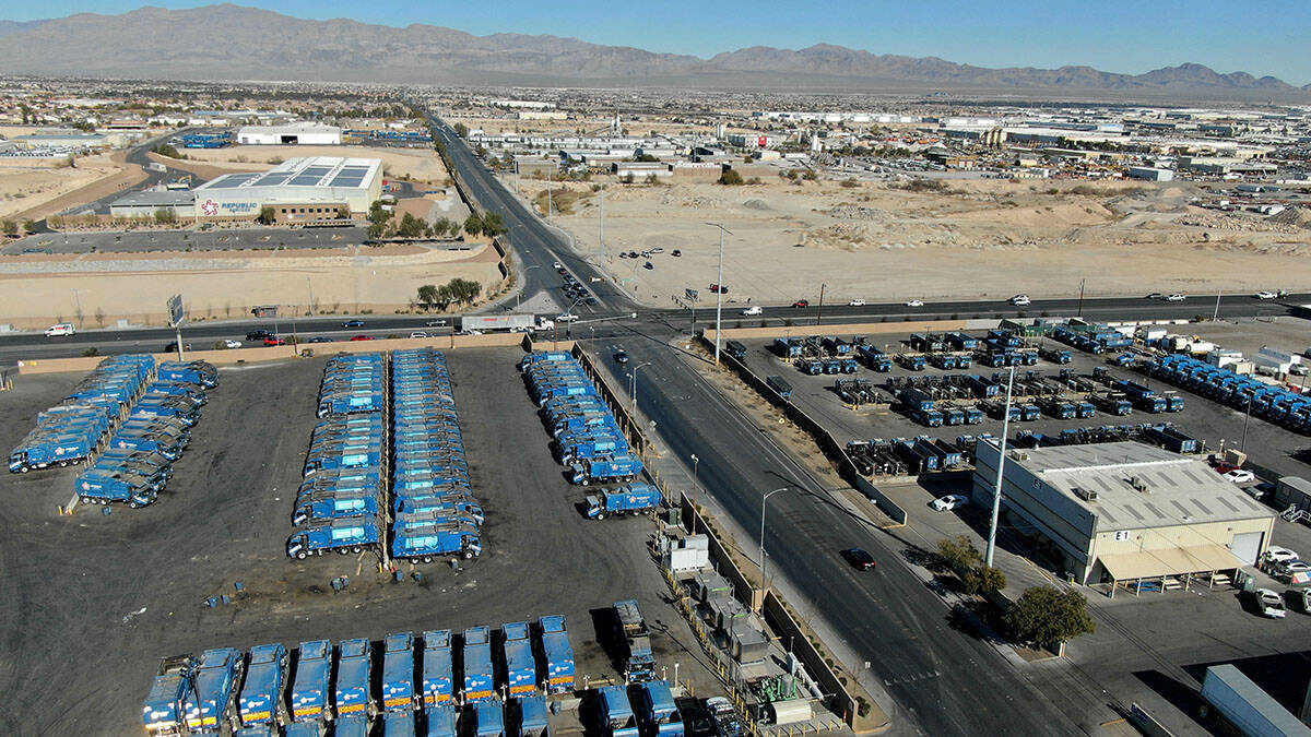 An aerial view of the intersection of West Cheyenne Avenue and Commerce Street in North Las Veg ...