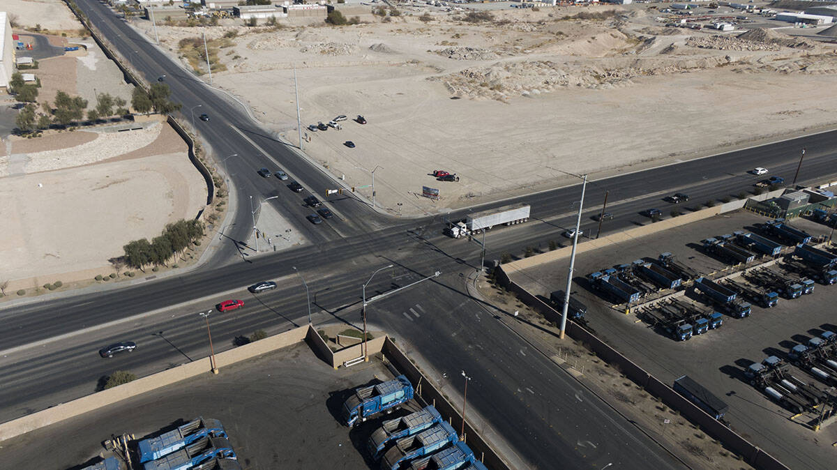 An aerial view of the intersection of West Cheyenne Avenue and Commerce Street in North Las Veg ...