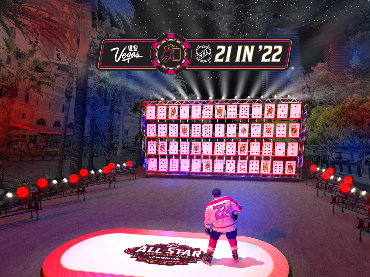 A rendition of the 21 in 22 competition on the Las Vegas Strip for the NHL All-Star Skills even ...
