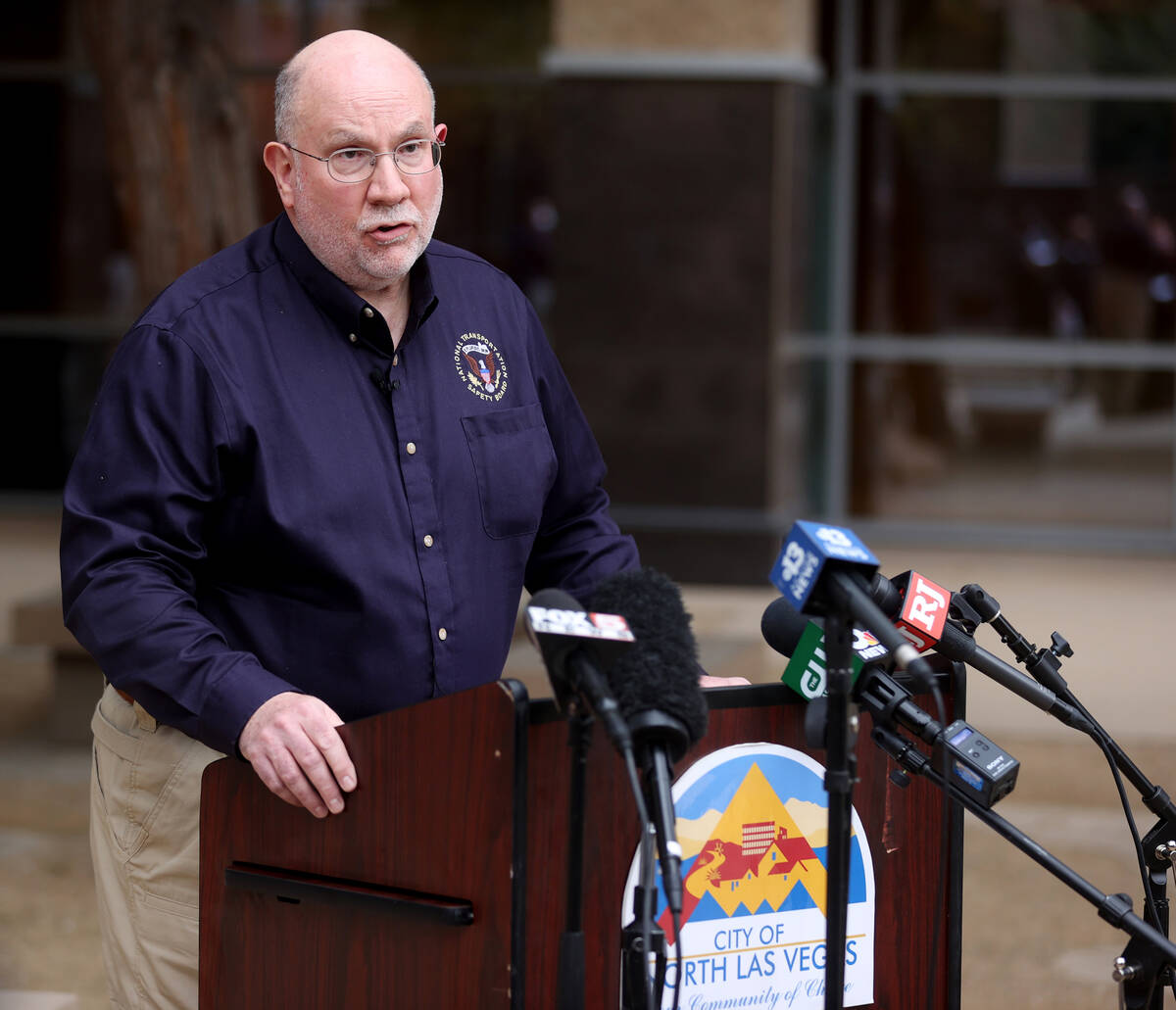 National Transportation Safety Board member Tom Chapman speaks during a news conference at Nort ...