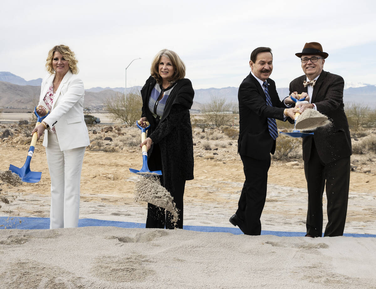 Michelle Romero, Henderson city councilwoman, left, Henderson Mayor Debra March, College of Sou ...