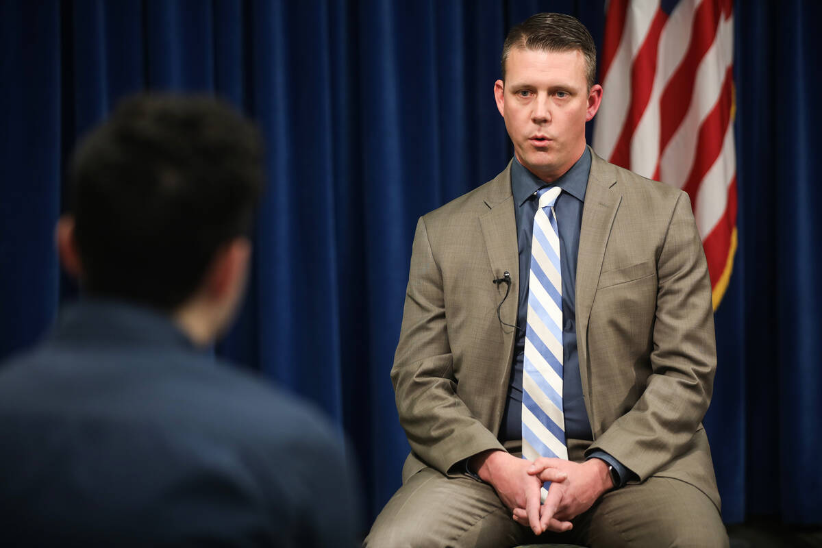 Metropolitan Police Department Sgt. Matt Downing speaks to the Review-Journal on Feb. 3, 2022, ...