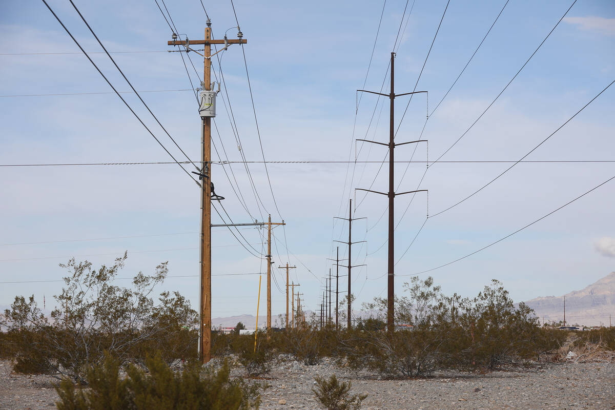 Power lines are seen near the home that was purchased by former Valley Electric Authority CEO A ...