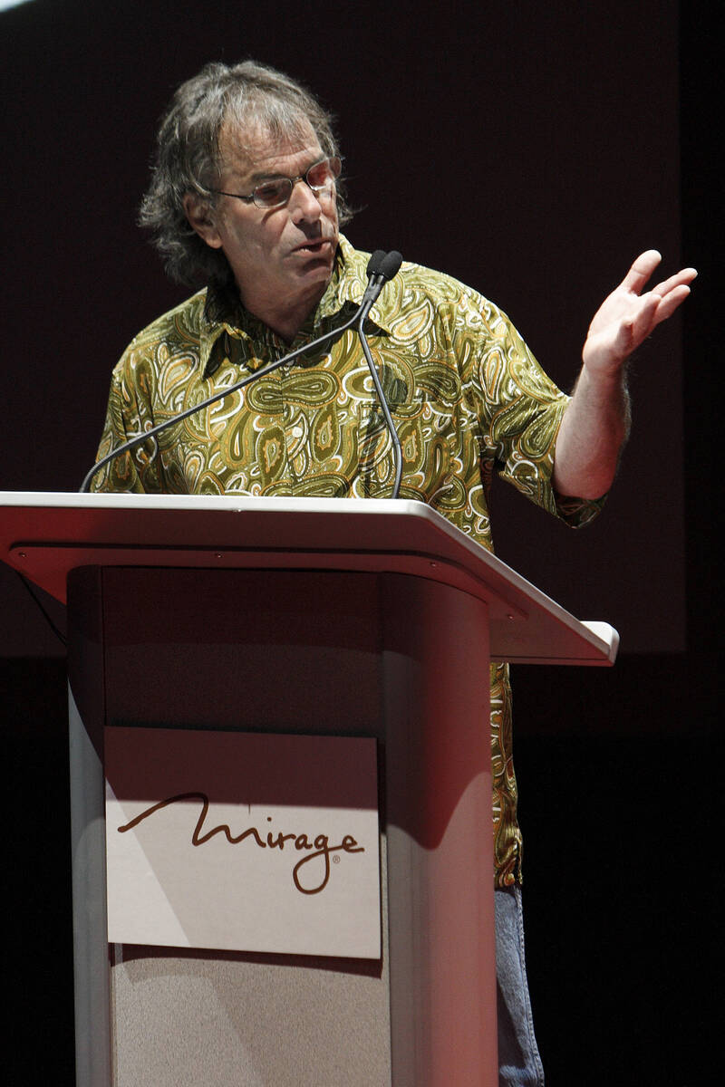Mickey Hart speaking during a press conference held to talk about the reconstruction in progres ...