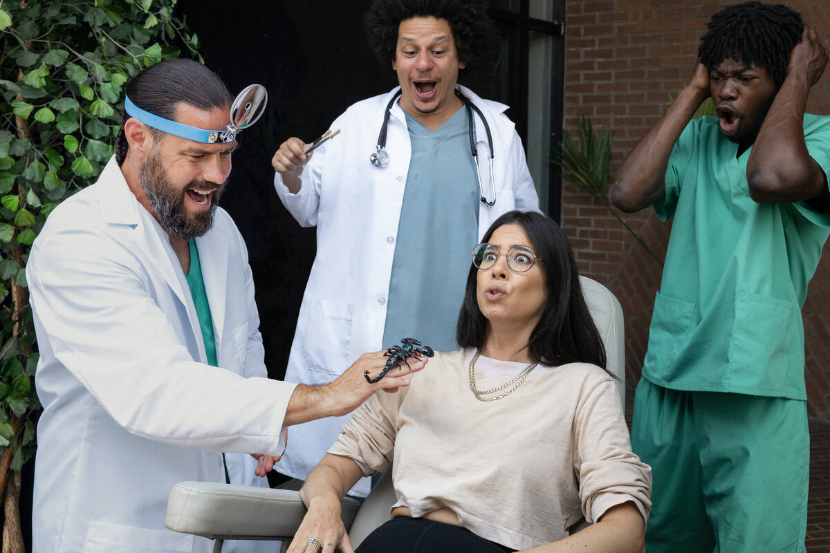 Chris Pontius, Eric André, Rachel Wolfson, and Eric Manaka in "Jackass Forever." (Paramount Pi ...