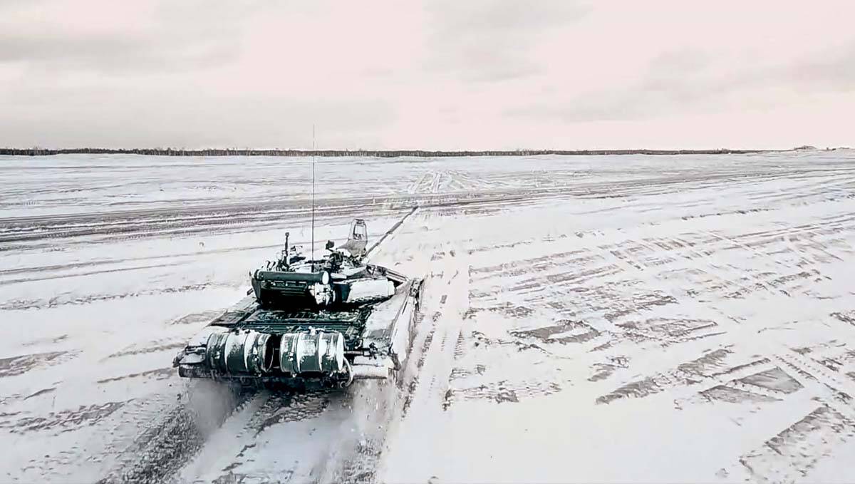 In this photo taken from video and released by the Russian Defense Ministry Press Service on We ...