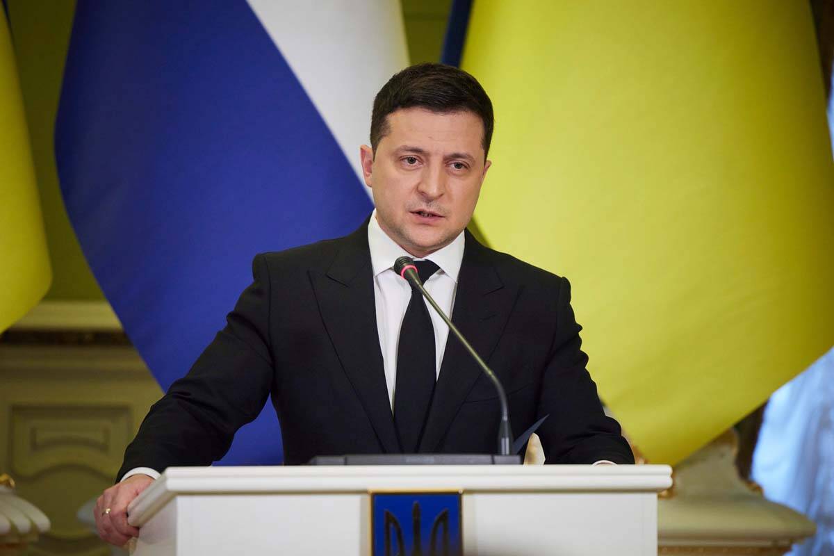 In this photo provided by the Ukrainian Presidential Press Office, Ukrainian President Volodymy ...