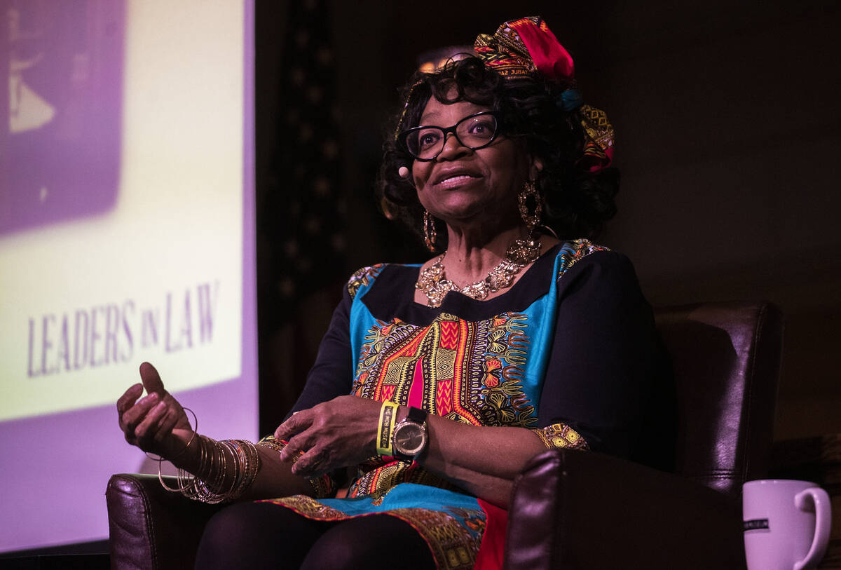 Judge Johnnie Rawlinson speaks during a Black History Month panel discussion titled “Leaders ...