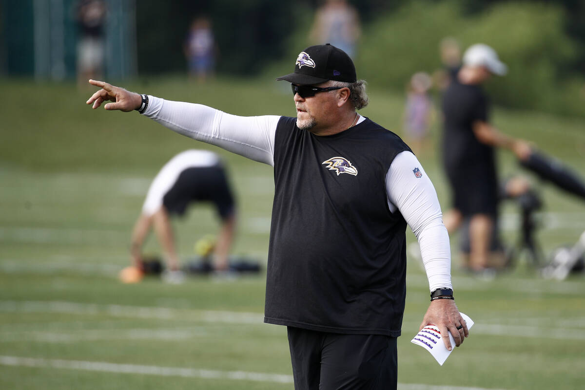 In this Friday, July 17, 2018, file photo, Baltimore Ravens defensive coordinator Don Martindal ...