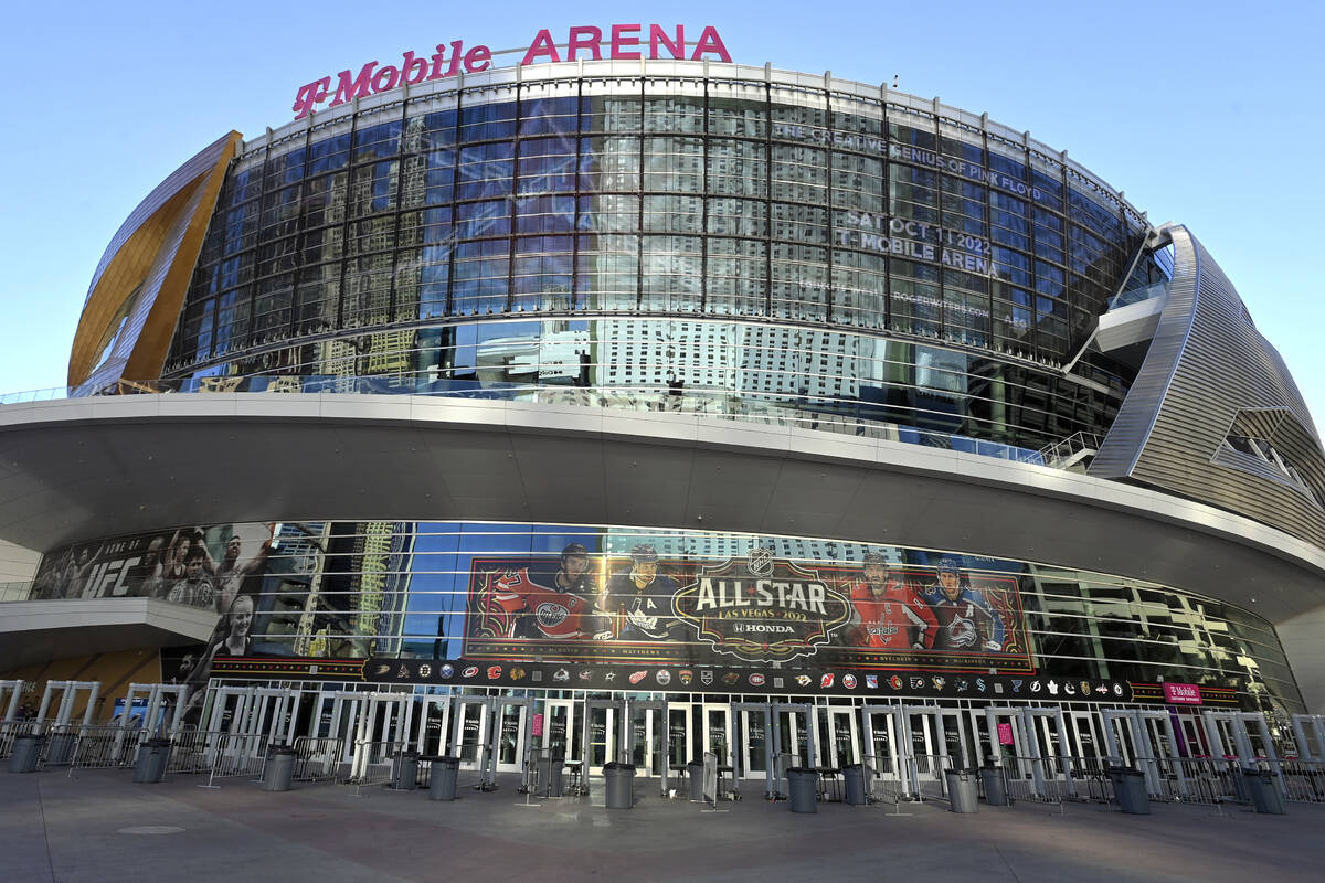 T-Mobile Arena stands in Las Vegas before an NHL hockey game between the Vegas Golden Knights a ...