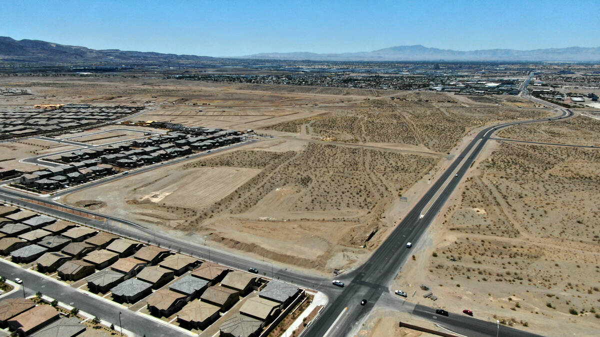 An aerial view of Cadence, a housing development near Galleria Drive and Cadence Vista Drive in ...