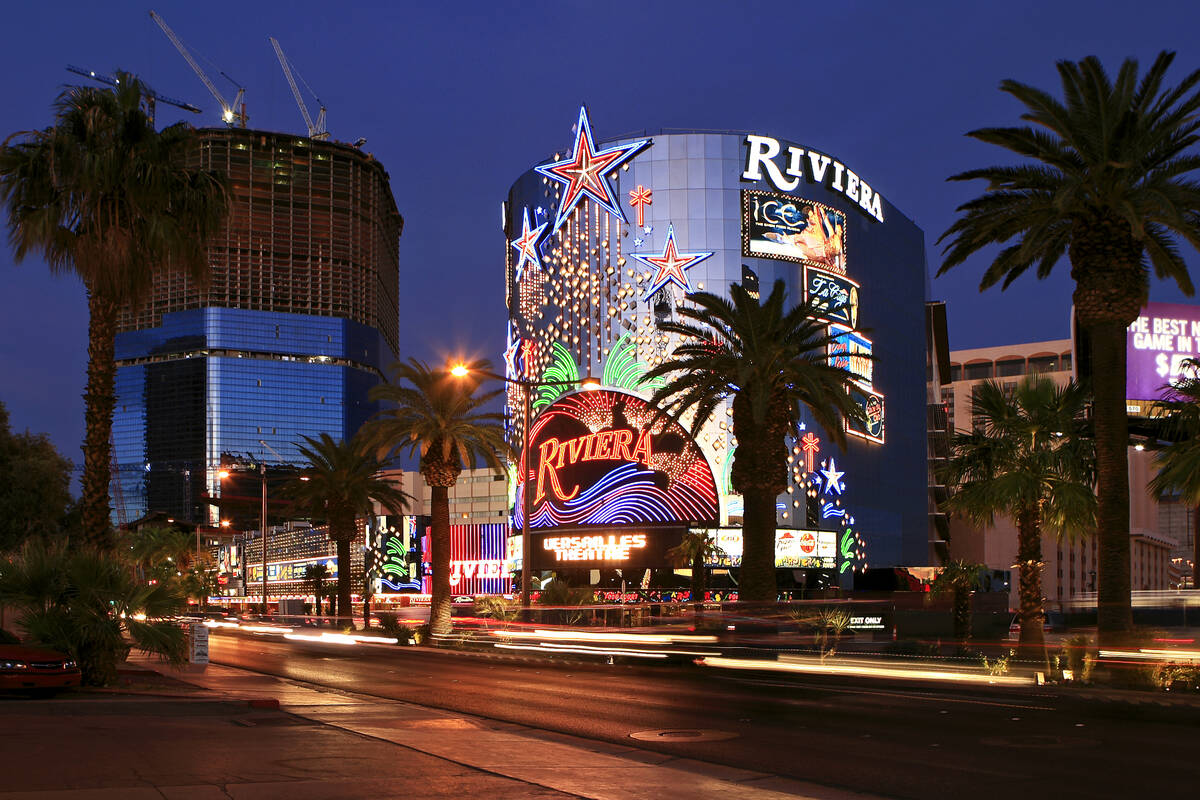 The Riviera hotel-casino, with the Fontainebleau project in the background, is seen Nov. 3, 200 ...