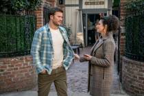Scott Eastwood and Jenny Slate star in "I Want You Back." (Jessica Miglio/2021 Amazon Content S ...