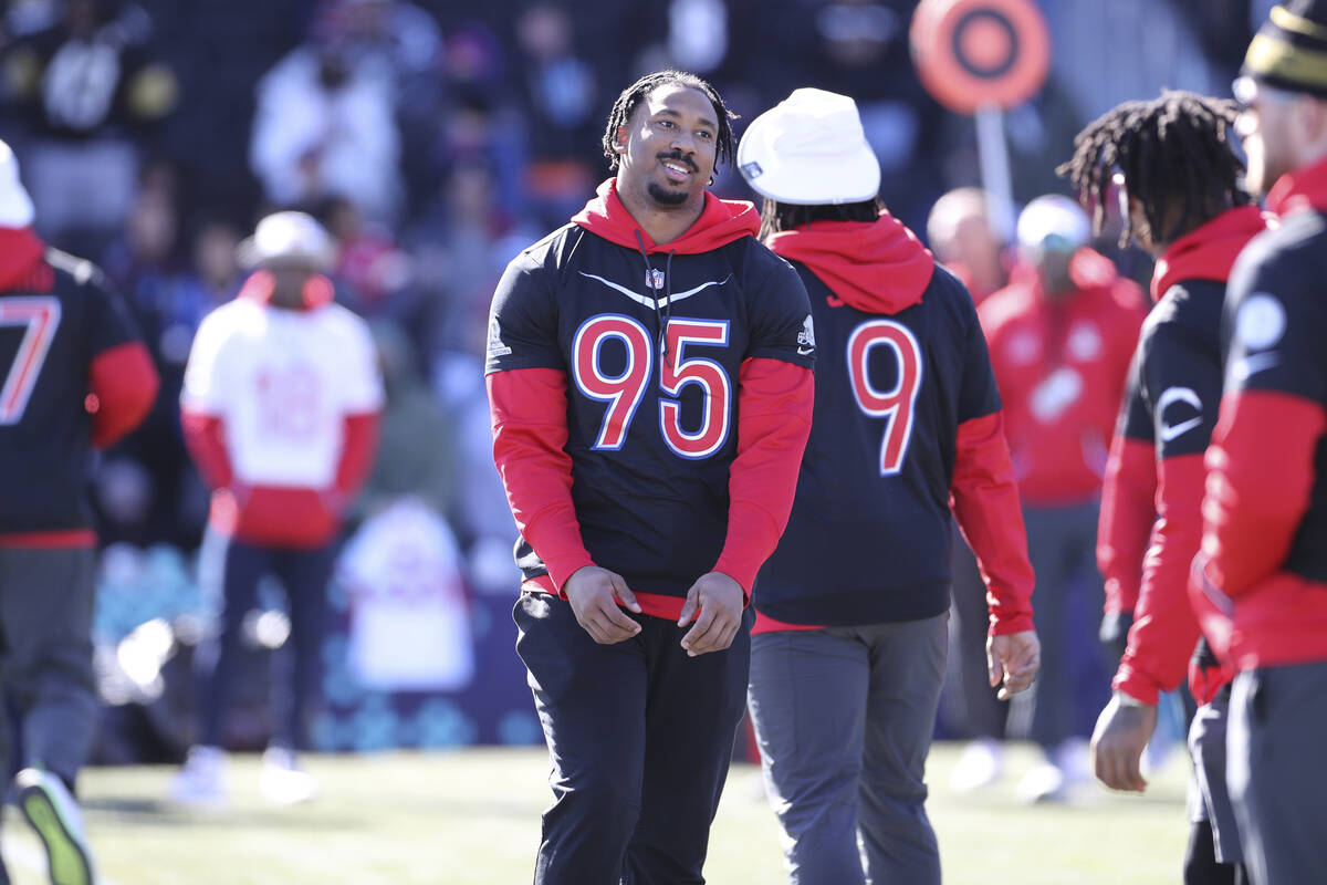 AFC lineman Myles Garrett of the Cleveland Browns is seen during Pro Bowl NFL football practice ...
