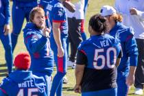 Tampa Bay Buccaneers guard Ali Marpet (74) talks with teammate Tampa Bay Buccaneers lineman Vit ...