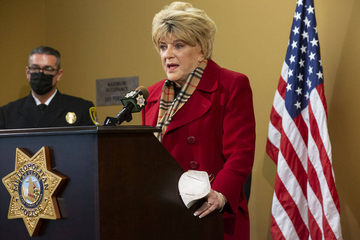 Las Vegas Mayor Carolyn Goodman speaks during a press conference discussing preparations for th ...