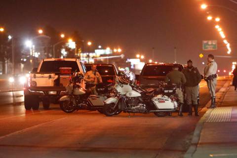 Las Vegas police investigate a fatal accident near the intersection of Boulder Highway and Indi ...