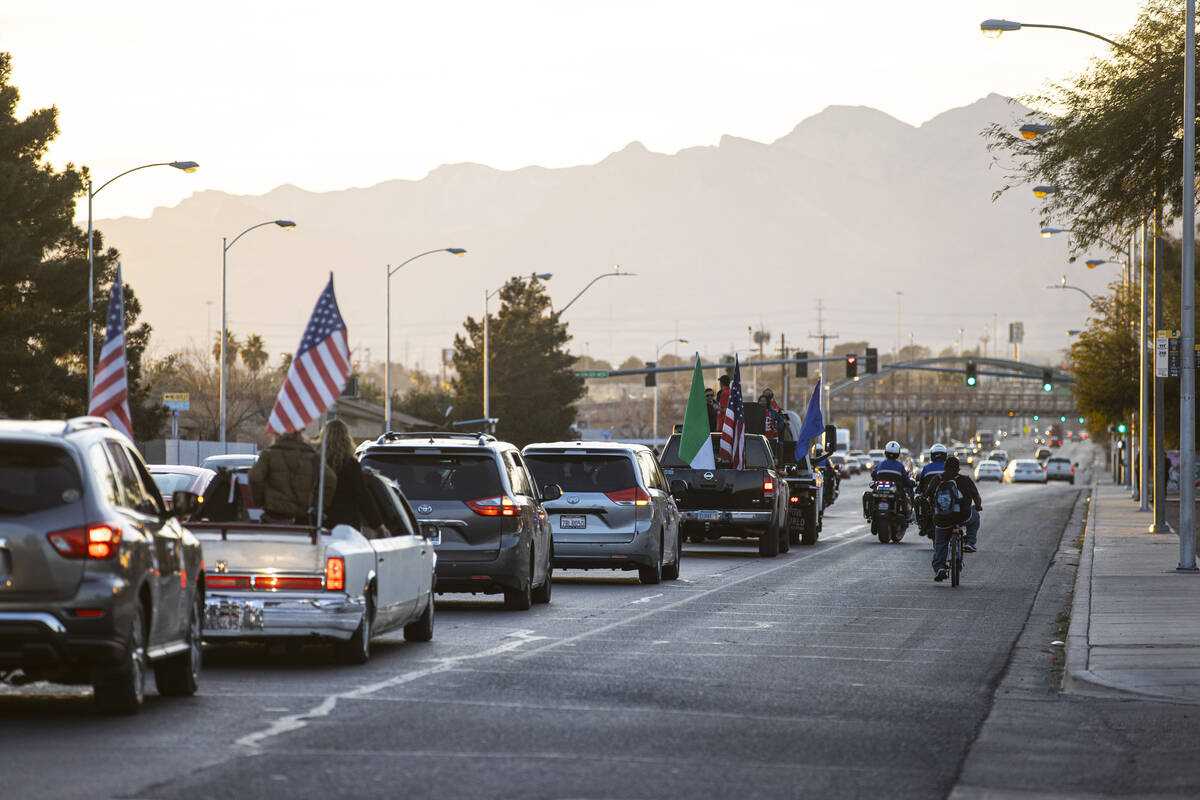 Vehicles join in a caravan in memory of the seven Zacarias family members who died in a car cr ...