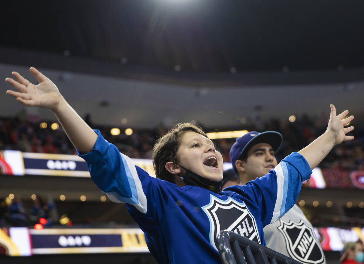 Fans fill T-Mobile Arena during the NHL All-Star Game on Friday, Feb. 4, 2022, in Las Vegas. (B ...