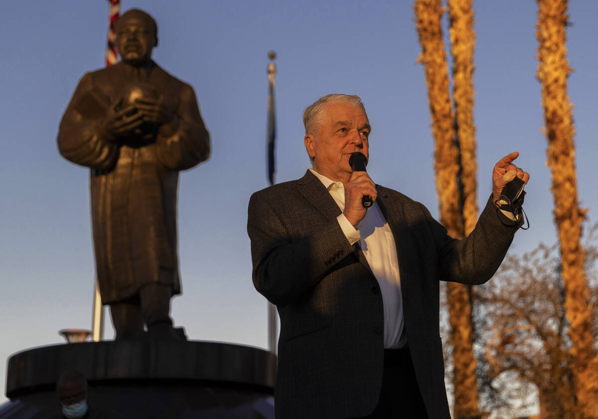 Gov. Steve Sisolak speaks during an event honoring the victims of the North Las Vegas car crash ...