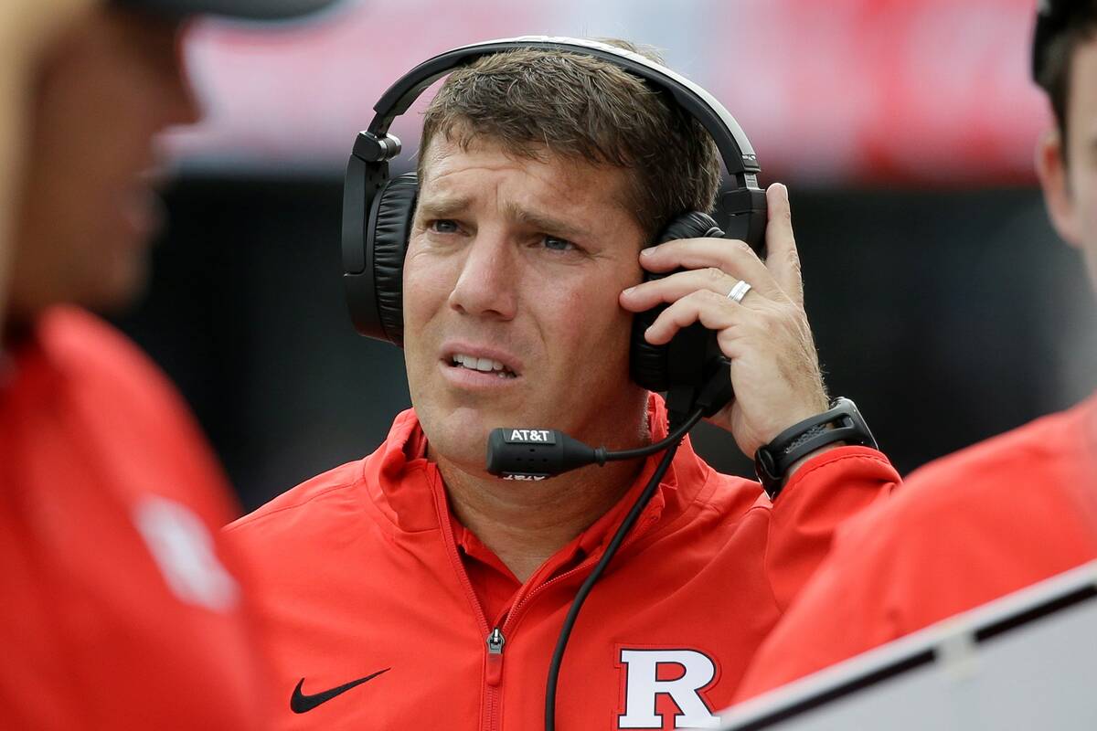Rutgers head coach Chris Ash looks on from the sidelines against Washington in the first half o ...