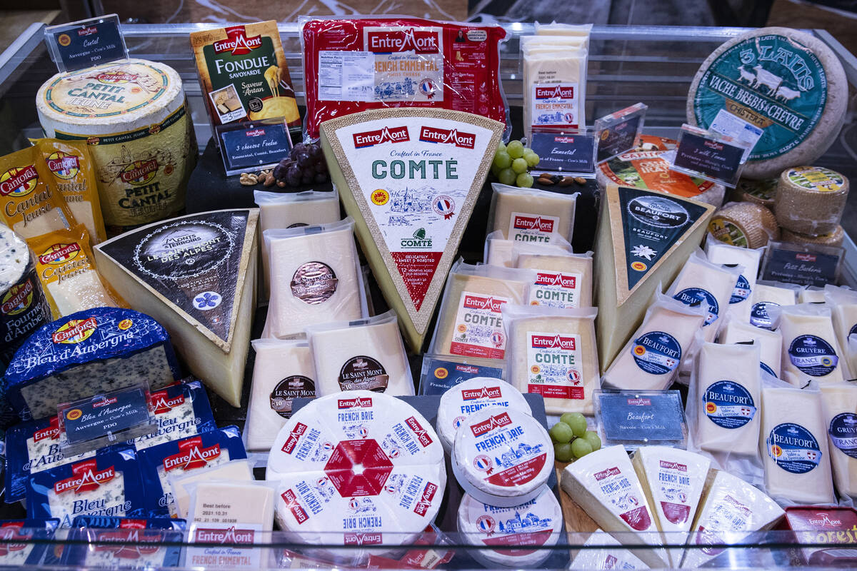 Various types of cheeses from France are displayed at the Fancy Food Show at the Las Vegas Conv ...